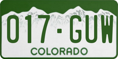 CO license plate 017GUW