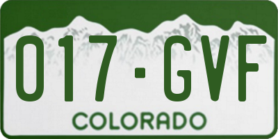 CO license plate 017GVF