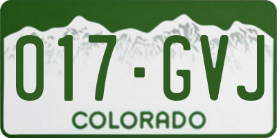 CO license plate 017GVJ