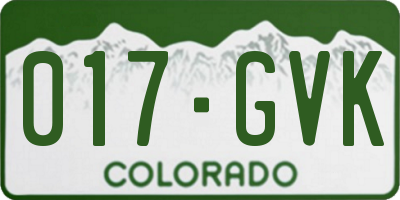 CO license plate 017GVK