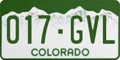 CO license plate 017GVL