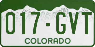 CO license plate 017GVT