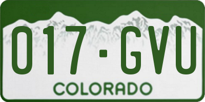 CO license plate 017GVU