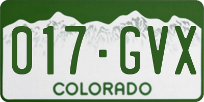 CO license plate 017GVX