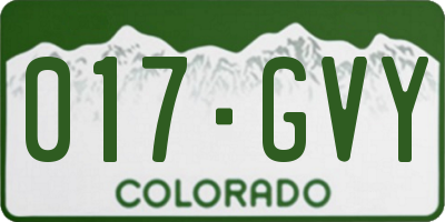 CO license plate 017GVY