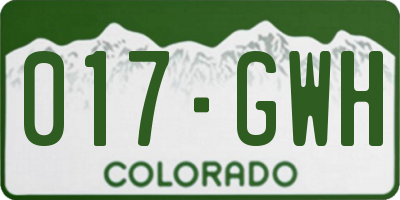 CO license plate 017GWH