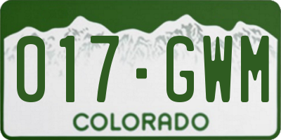 CO license plate 017GWM