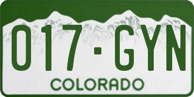 CO license plate 017GYN