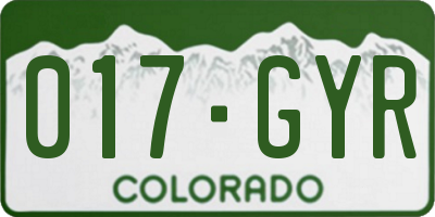 CO license plate 017GYR