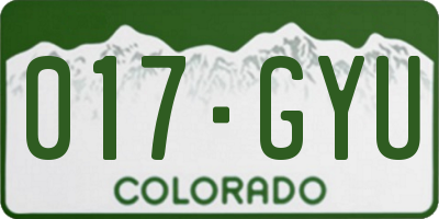 CO license plate 017GYU