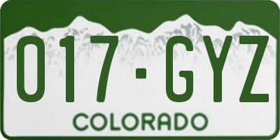 CO license plate 017GYZ
