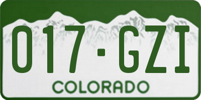 CO license plate 017GZI