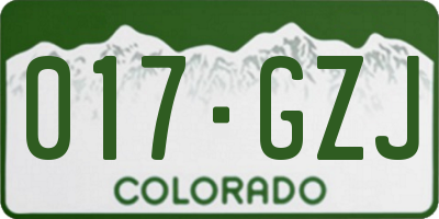 CO license plate 017GZJ