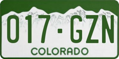 CO license plate 017GZN