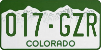 CO license plate 017GZR