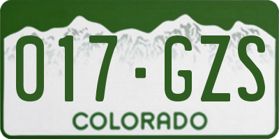 CO license plate 017GZS