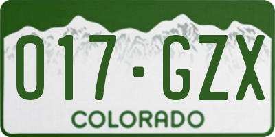 CO license plate 017GZX