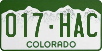 CO license plate 017HAC