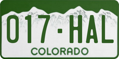 CO license plate 017HAL