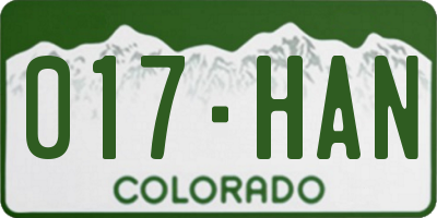 CO license plate 017HAN