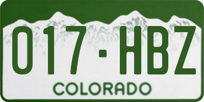 CO license plate 017HBZ
