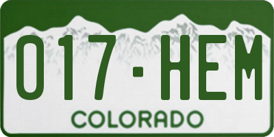 CO license plate 017HEM