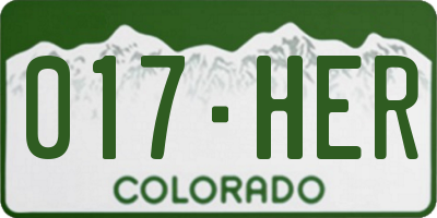 CO license plate 017HER
