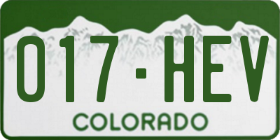CO license plate 017HEV