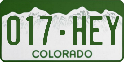 CO license plate 017HEY