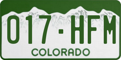 CO license plate 017HFM