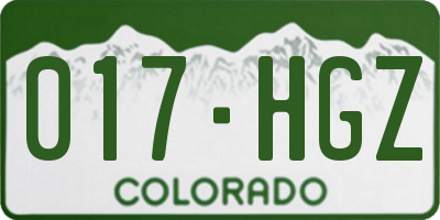 CO license plate 017HGZ