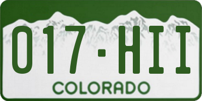CO license plate 017HII