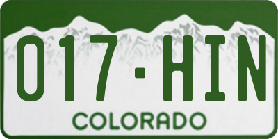 CO license plate 017HIN