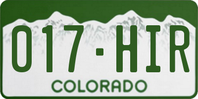 CO license plate 017HIR