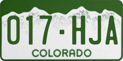 CO license plate 017HJA