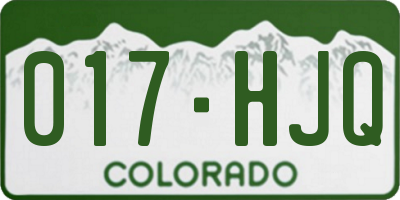 CO license plate 017HJQ