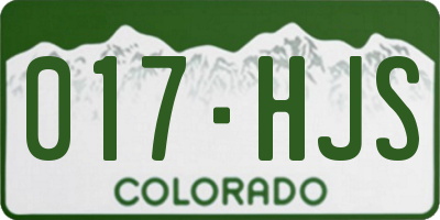 CO license plate 017HJS