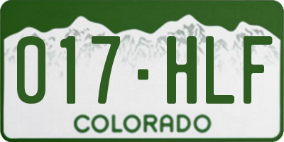 CO license plate 017HLF