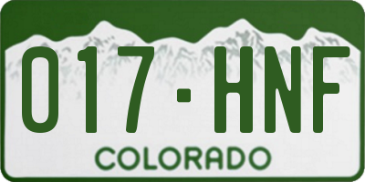 CO license plate 017HNF