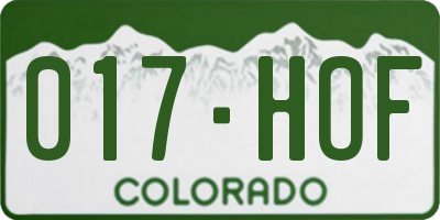 CO license plate 017HOF