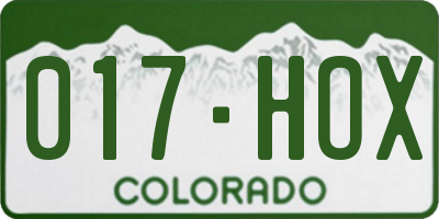 CO license plate 017HOX