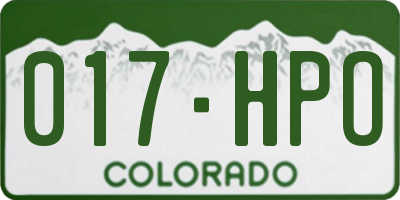 CO license plate 017HPO