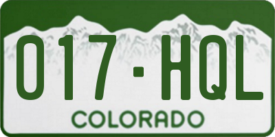CO license plate 017HQL