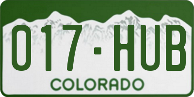 CO license plate 017HUB