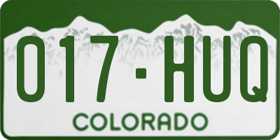 CO license plate 017HUQ