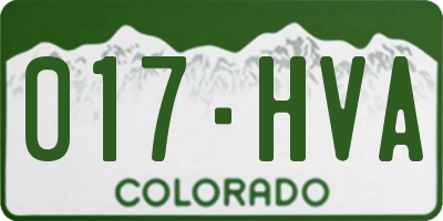 CO license plate 017HVA