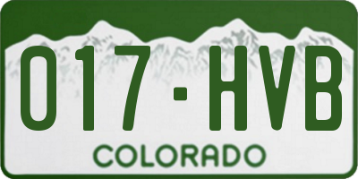 CO license plate 017HVB