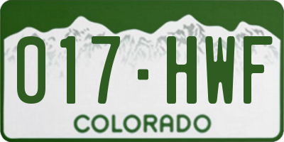 CO license plate 017HWF