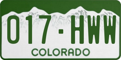 CO license plate 017HWW