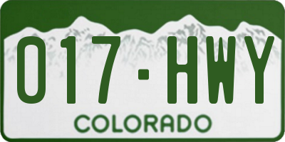 CO license plate 017HWY